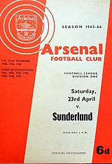 ARSENAL V. SUNDERLAND SEASON 1965 - 66 (44.998)